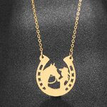 Stainless Steel Horse And Girl Horseshoe Shape Pendant Necklace.jpeg