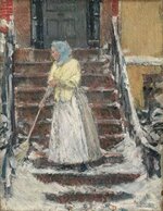 'Sweeping Snow', about 1890. Childe Hassam.jpg