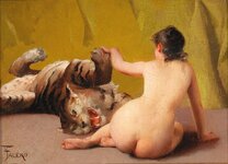 'Playing With The Tiger',1877. Luis Ricardo Falero.jpg