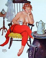 Duane Bryers Vintage Hilda Plus Size Girl 1950's Reproduction Print Sleepy, Rocking Chair, Cof...jpg