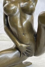 Erotic Bronze Figurine Sculpture Girl Female Touching Herself Signed O.jpg