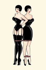 TWIN FLAPPERS zaftig cartoon art illustration of Louise Brooks and Crepax’s Valentina Rosselli...jpg