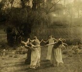 Circle Dancing of Witches Vintage Photograph Canvas Print Wall Art, Nature Goddess Dancing Old...jpg