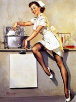 Nurse Pin-Up Girl Gil Elvgren Print Art Print - 8 in x 10 in - Matted to 11 in x 14 in - Mat C...jpg