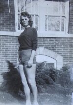 Sweater Buster - Awesome 1950's Beautiful Busty Girl In Short Shorts Snapshot Photo.jpg