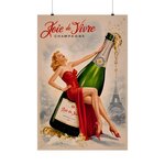 Vintage Champagne Advertisement Matte Vertical Poster, Parisian Lady Wall Art, 1940's Retro De...jpg