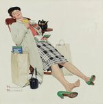 'Woman Relaxing with Tea After Shopping', 1958. .jpg