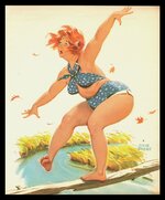 DUANE BRYERS (1911-_) RED HEADED HILDA'S BALANCING ACT CALENDAR ART PRINT.jpg