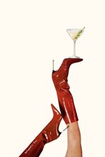 Bottoms up Art Print _ Red Boot Martini Wall Art _ Bar Cart Art _ Femme Fatale _ Cherry Girl A...jpg